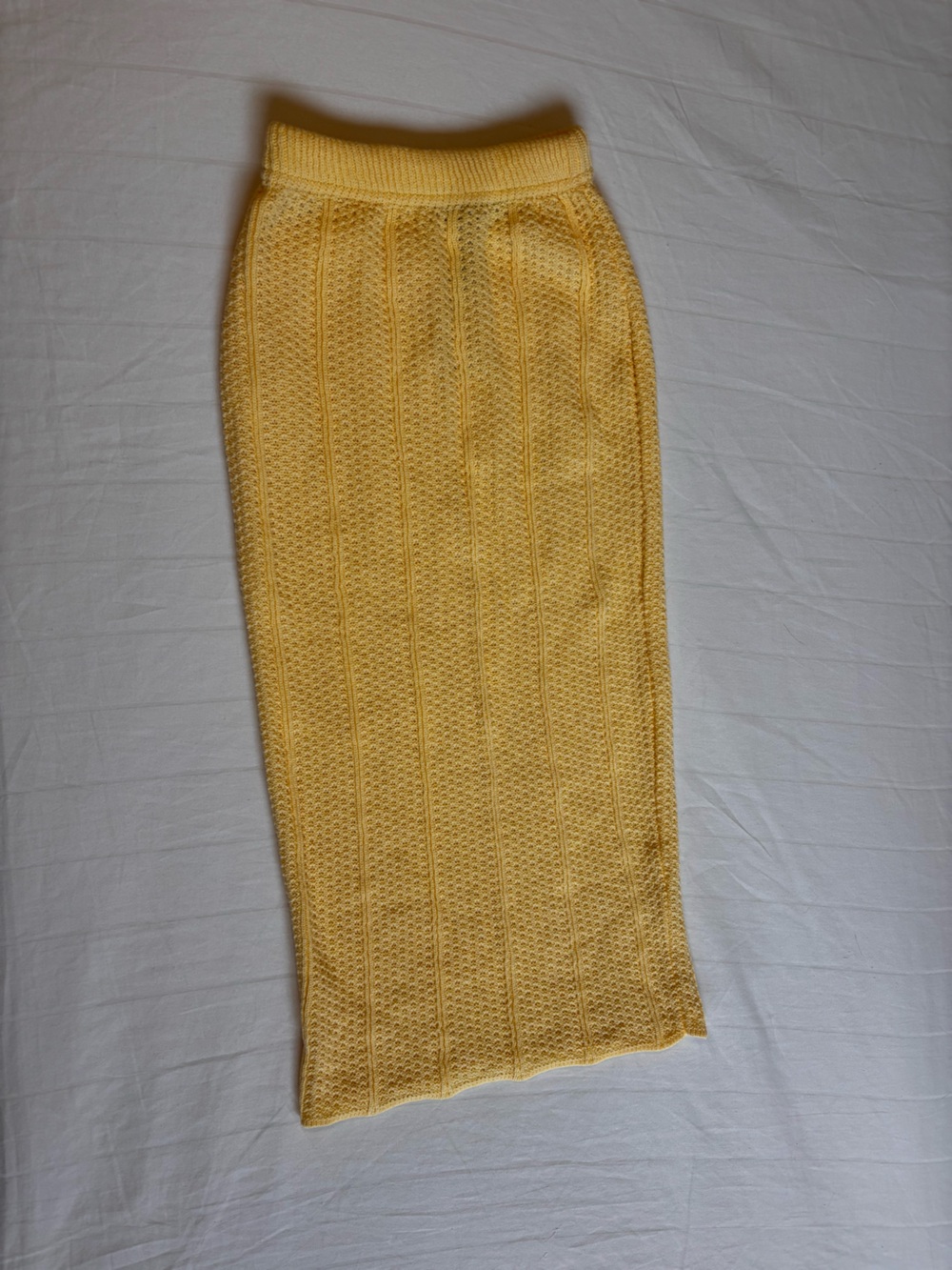 PrettyLittleThing Yellow Knit Midi Skirt